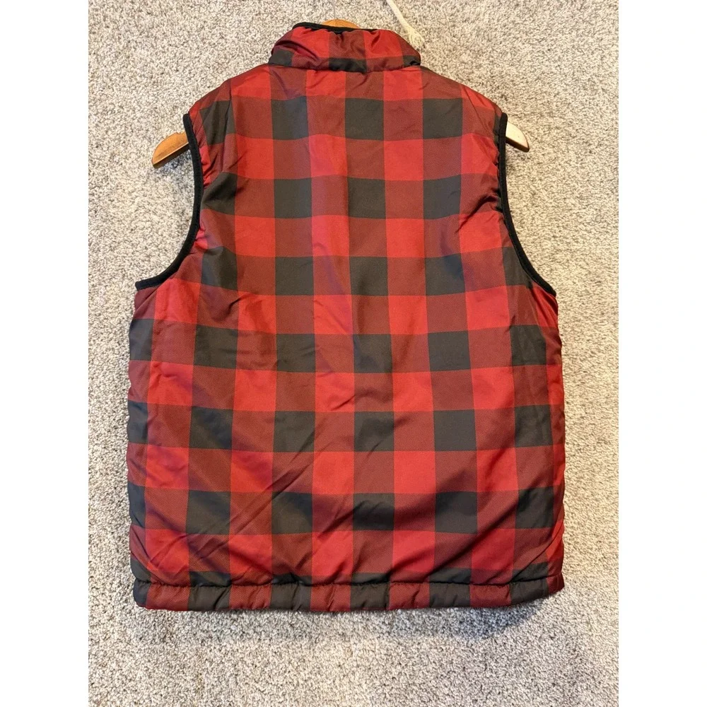 Buffalo David Bitton Vest‎ Womens L Red Black Plaid Reversible Fleece Full Zip
